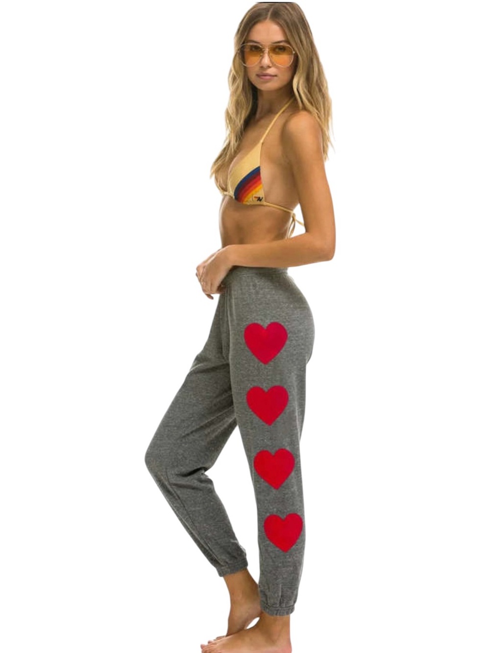 Aviator Nation 4 Heart Stitch Sweatpants Heather Grey